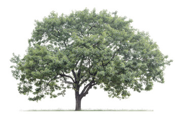 Gorgeous black walnut tree with unique dark bark and wide-reaching branches isolated on transparent background