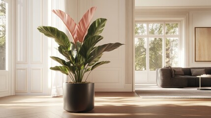 Pink Plant in Modern Living Room (3)