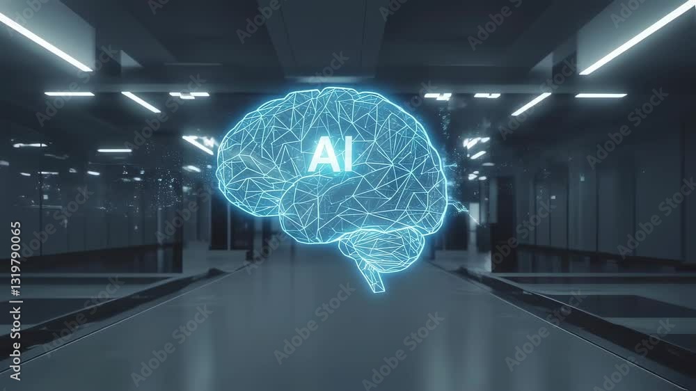 Poster futuristic ai brain concept video footage. artificial intelligence technology with neural network co