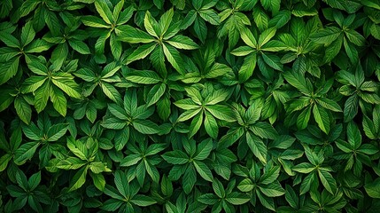 Lush Green Foliage Wall Texture Background