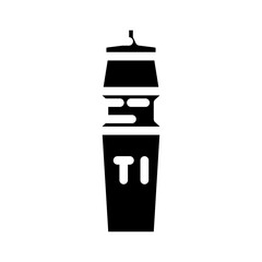 water bottle titanium glyph icon vector illustration