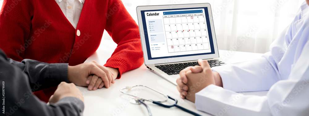 Aufkleber calendar on computer software application for brisk schedule planning for personal organizer and onl