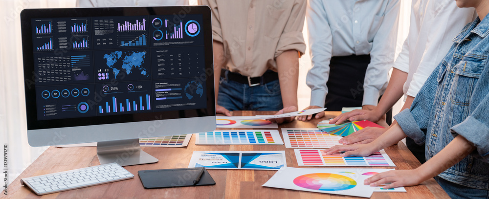 Leinwandbilder business data dashboard provide business intelligence analytic for marketing strategy planning brisk