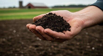 a farmer's hands holding soil