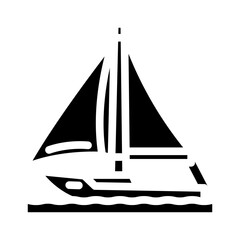 sailboat sailing sport glyph icon vector illustration