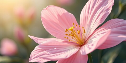 Fototapeta premium Pink Cosmos Flower Blossom Closeup Nature Bloom Petal Spring Botany