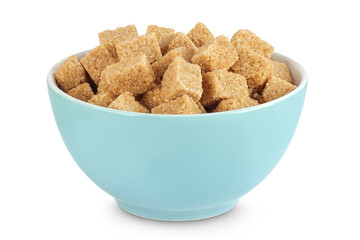 brown sugar in a ceramic bowl isolated on white background