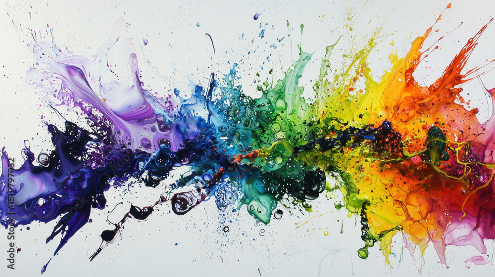 Aufkleber vibrant splashes of color blend together in an abstract design, showcasing an energetic flow of pain