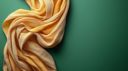A yellow scarf on a green background