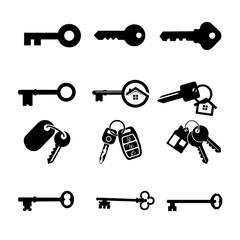 keys vector set, Silhouette of a collection of keys 