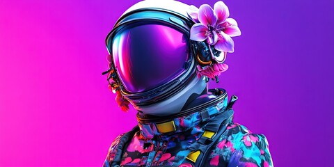fashionable astronaut exploring space in spacesuit