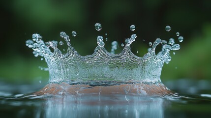 A water splash with a crown on top of it