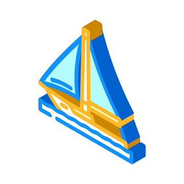 sailboat sailing sport isometric icon vector illustration