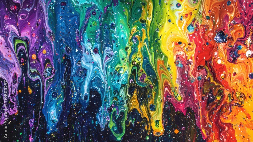 Poster this artwork features a mesmerizing mix of colors cascading and swirling together, creating a vibran