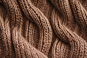 Brown mocha mousse color knitted texture. Handmade Knitwear. Background