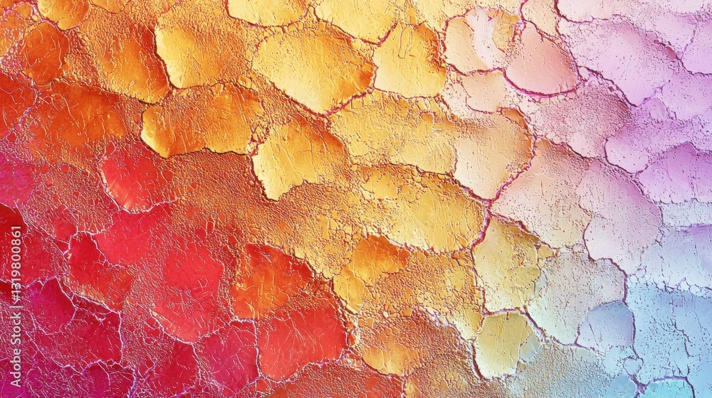 Aufkleber a vivid abstract pattern displays interlocking hexagonal shapes filled with vibrant shades of orange