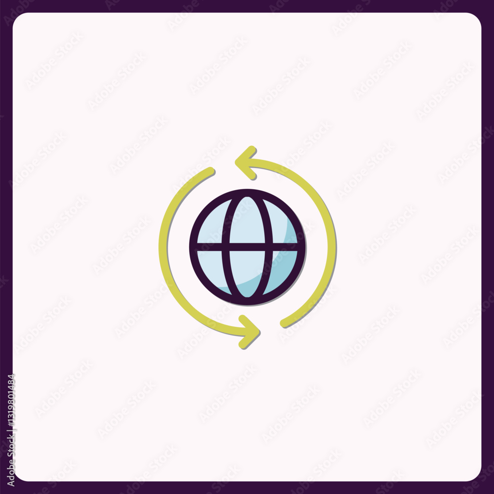 Poster global network connectivity circular arrows modern icon isolated