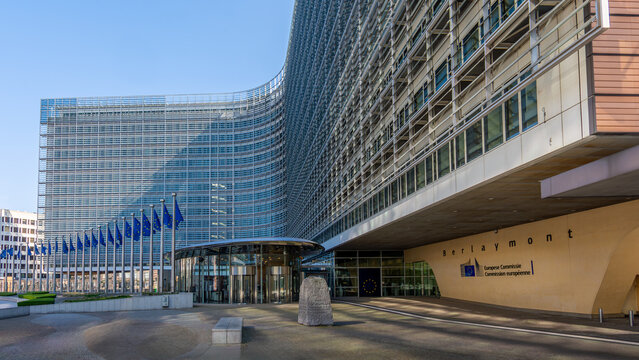 Bruxelles, Belgique - 8 mars 2025: Entr&eacute;e du b&acirc;timent Berlaymont, si&egrave;ge de la Commission europ&eacute;enne. La Commission europ&eacute;enne est l'une des principales institutions de l'Union europ&eacute;enne (UE)