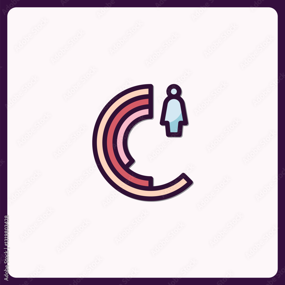 Poster gender distribution data visual representation icon with rounded segmented chart