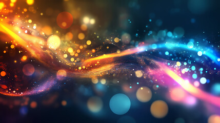 Fototapeta premium Abstract wave patterns with shimmering lights creating a dynamic visual texture. Chromatic Luminance. Illustration
