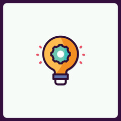 Creative light bulb icon with gear for innovative ideas concept