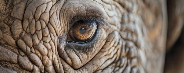 Fototapeta premium Close up detailed view of an elephant eye with skin texture