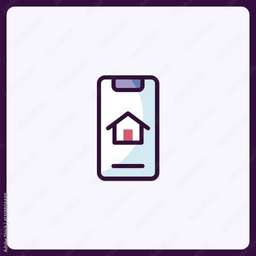 Poster smartphone app icon symbolizing smart home control interface design