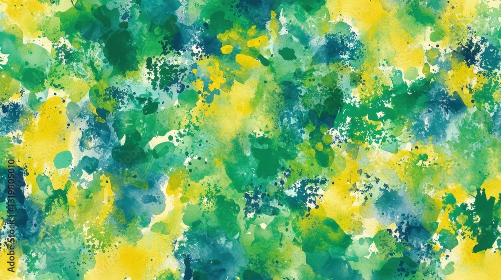 Poster this vibrant abstract background features a mix of green and yellow splashes, creating an energetic 
