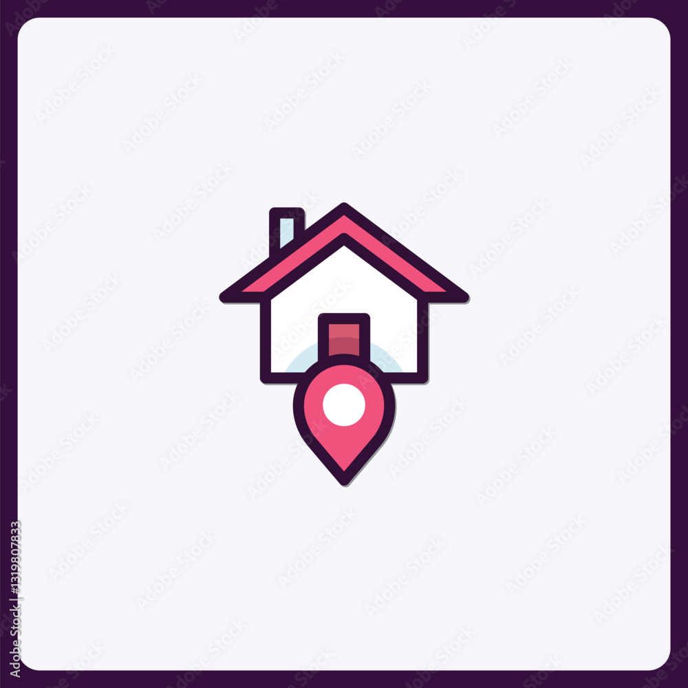 Aufkleber stylized home location pin vector icon for navigation applications