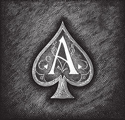 Ace of spades black in retro style, casino logo design vector