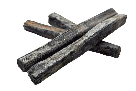 Fine charcoal stick with smooth application and soft texture for artists isolated on transparent background