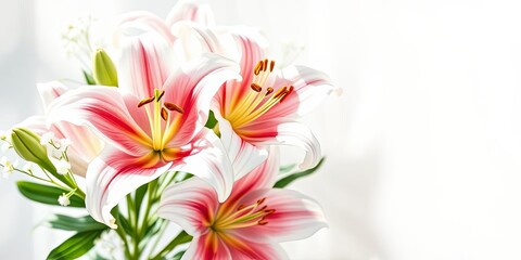 Beautiful Pink and White Lilies Flower Bouquet Floral Background