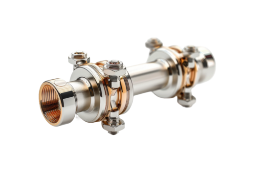 High-performance compression fitting for precise fluid and gas control in laboratory settings isolated on transparent background