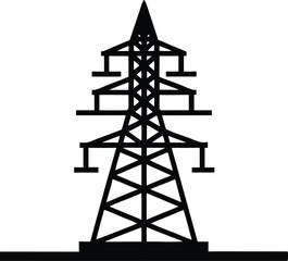 Electricity tower silhouette, Electricity tower vector iocn