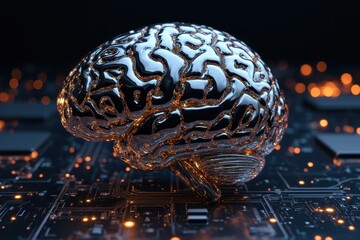 the brain is shown on top of a circuit board