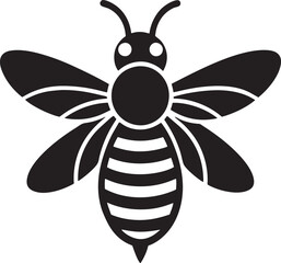 Black bee silhouette vector on white background