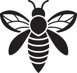 Black bee silhouette vector on white background