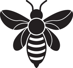 Black bee silhouette vector on white background