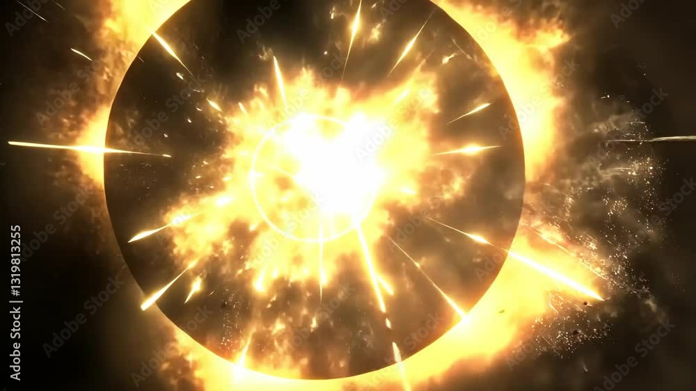 Poster explosive burst of light and energy creating dynamic visuals in cosmic space