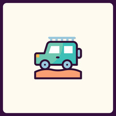 Off-Road Vehicle Icon Depicting Adventure and Travel in a Modern Style