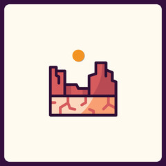 Aesthetic minimalist desert landscape emblem illustration vector design