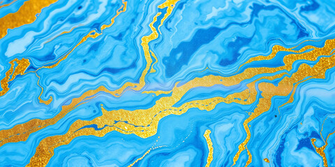 Blue and white marble with thin irregular gold veins