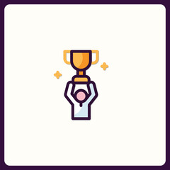 Celebration of triumph and victory depicted in vibrant icon design
