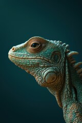 Fototapeta premium an iguana is shown in a dark background