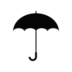 black umbrella silhouette vector illustration on white background. open umbrella icon design. open umbrella for rainy weather or sunshade