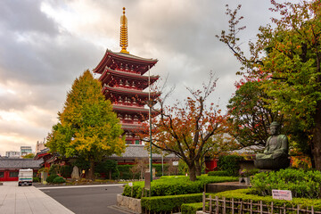 Garden of Senso-ji temple in Asakusa, Tokyo, Japan