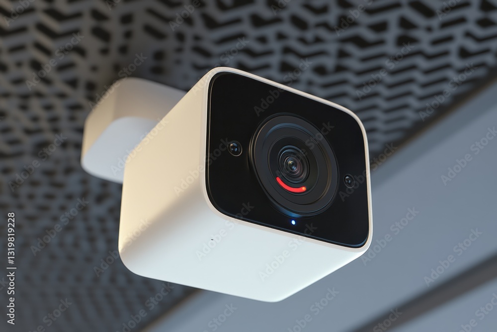 Poster high-resolution motion detection camera mounted on ceiling