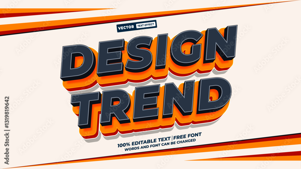 Poster design trend 3d editable text effect. modern trendy headline typography style font effect template