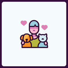Charming Pet Adoption Icon Depicting Love and Companionship with Colorful Design