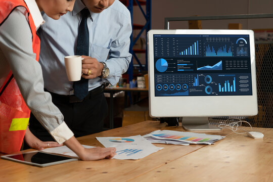 Business data dashboard provide business intelligence analytic for marketing strategy planning snugly with big data set to analyze customer demands and foreseeing business future